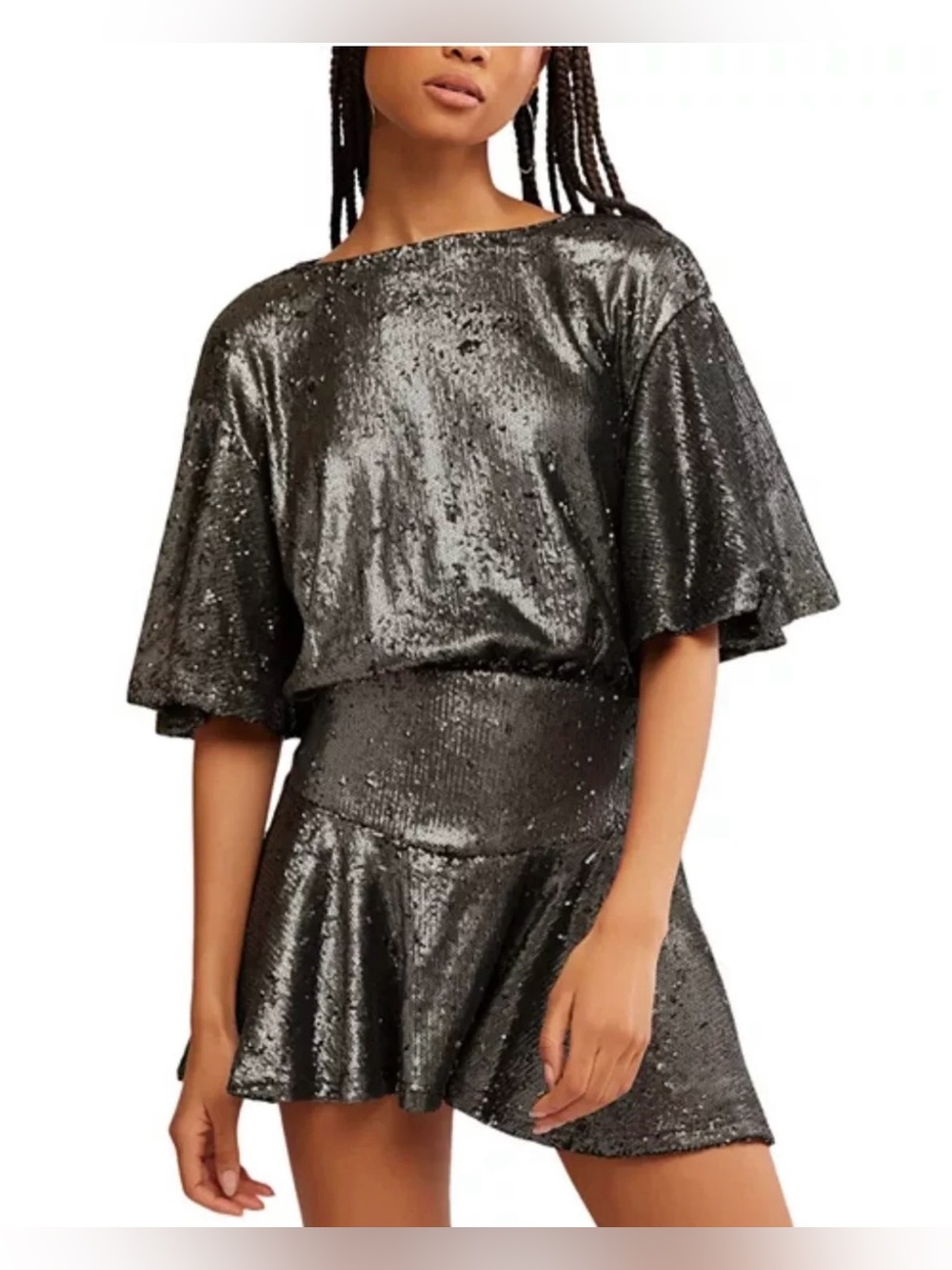 Free People Black Sequin Mini Dress